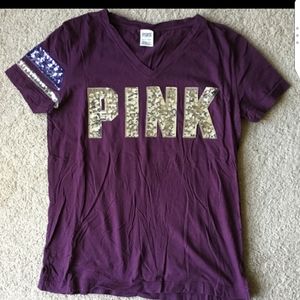 Victoria's Secret PINK shirt sequins maroon